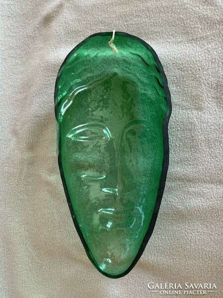 Green glass mask wall decoration (u0035)