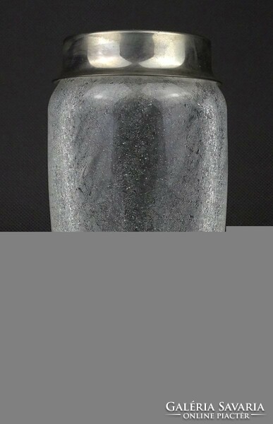 1N719 old metal rim iridescent veil glass ice tray 15.5 Cm