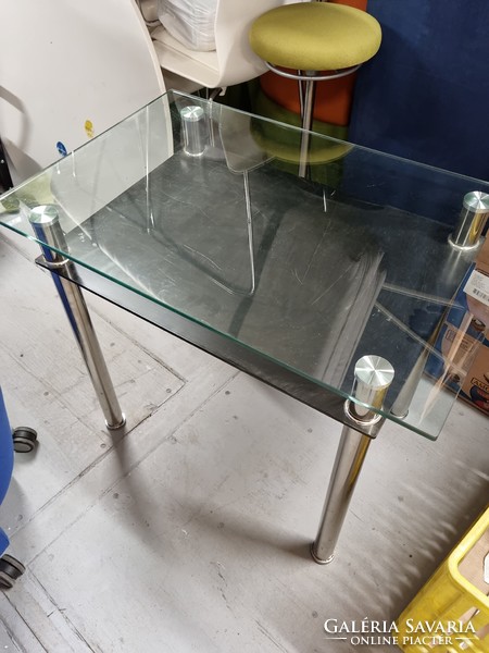 Glass table with shelf