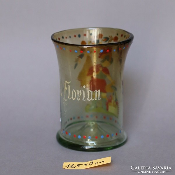 19th-century enamel-painted glass on holy flora