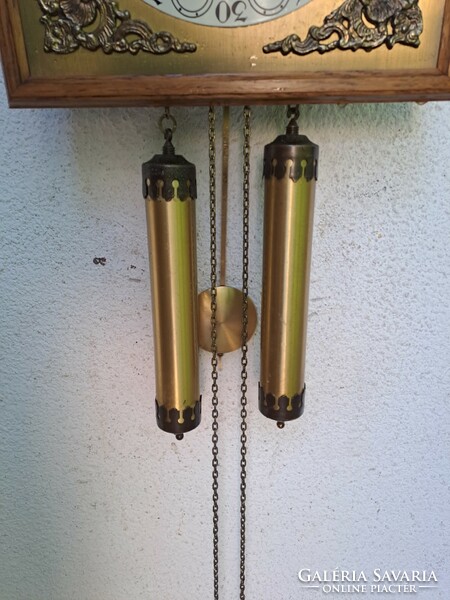 Beautiful two-weight belcanto wall clock in copper