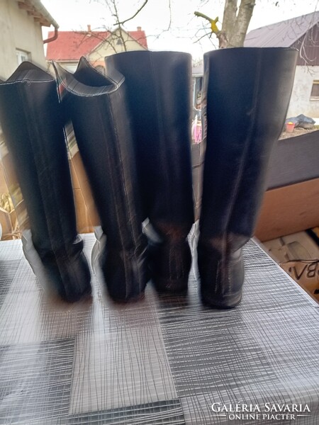 2 Pairs of old high-heeled leather dancing boots