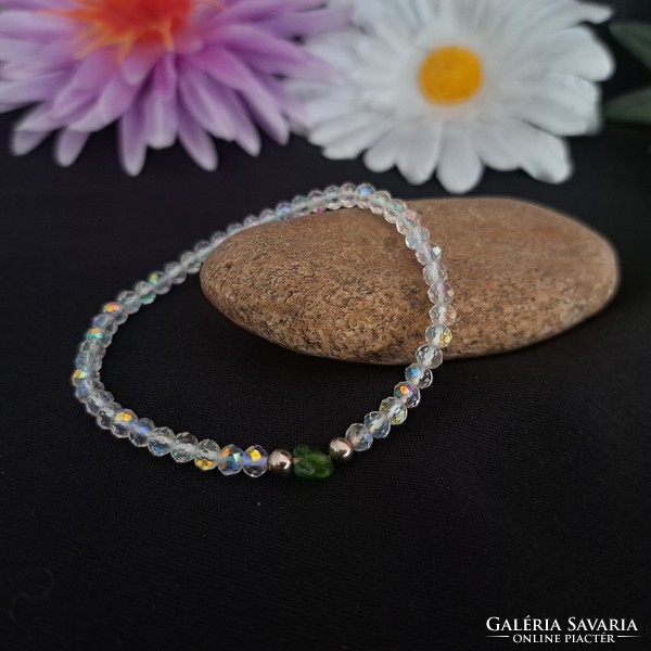 Emerald stone crystal bracelet, delicate elegance