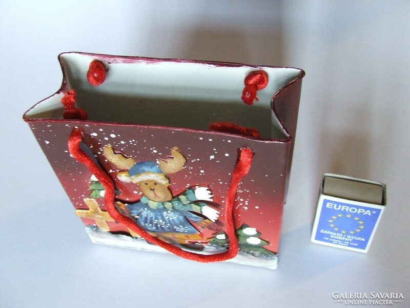 Karácsonyi bádog ajándék tasak, bádogból készült karácsonyi dekoráció, dísz