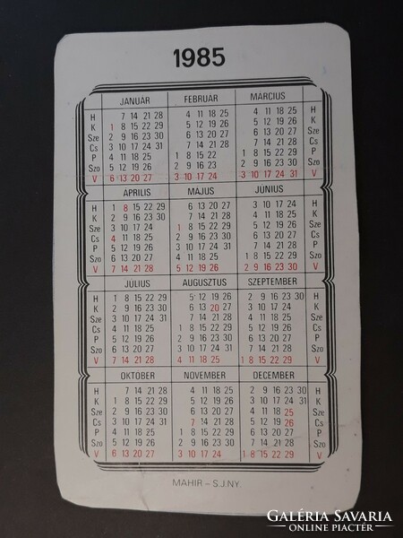Card calendar 1985 - retro, old pocket calendar with centrikor trading company inscription