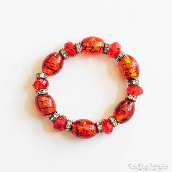 Bracelet made of orange glass beads - Murano style bracelet