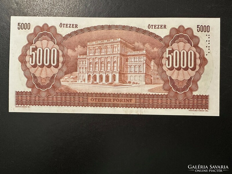 5000 Forint Bankjegy 1990-1995. Elrontott nyomat, mivel, alapnyomat nincs!! UNC!! RITKA!!