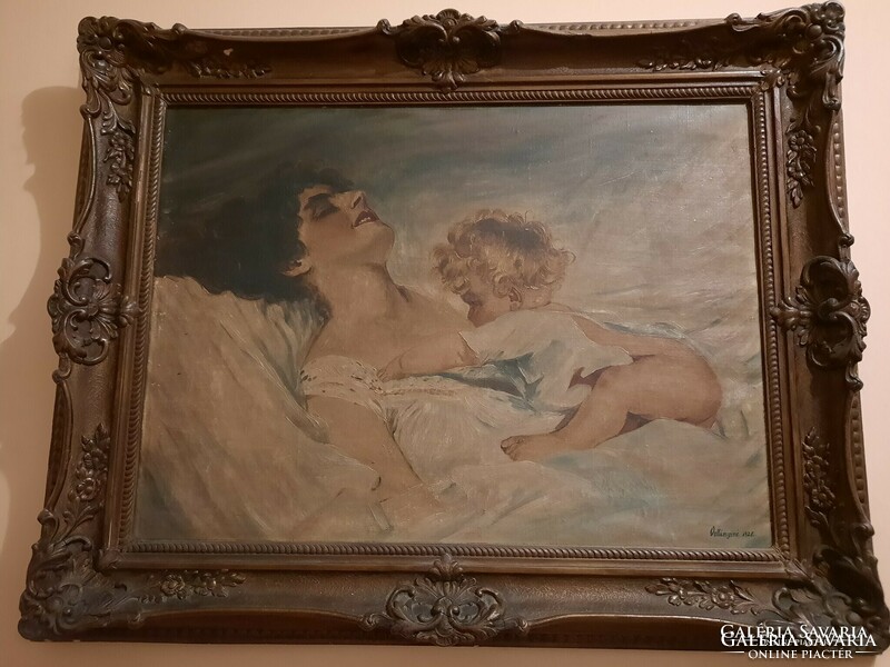 Anya gyermekével festmény