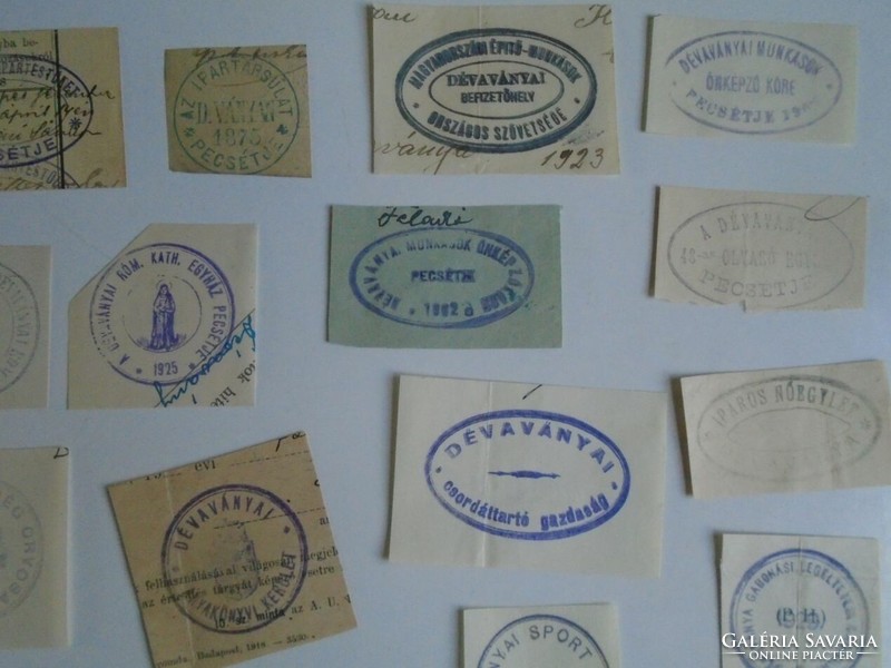 D202384 DÉVAVÁNYA régi bélyegző-lenyomatok  32 db.   kb 1900-1950's