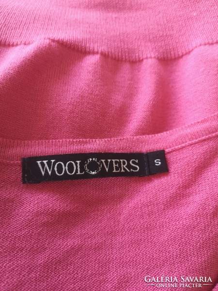 WoolOvers 36-os, S-es silk-pamut pink kardigán, hernyóselyem