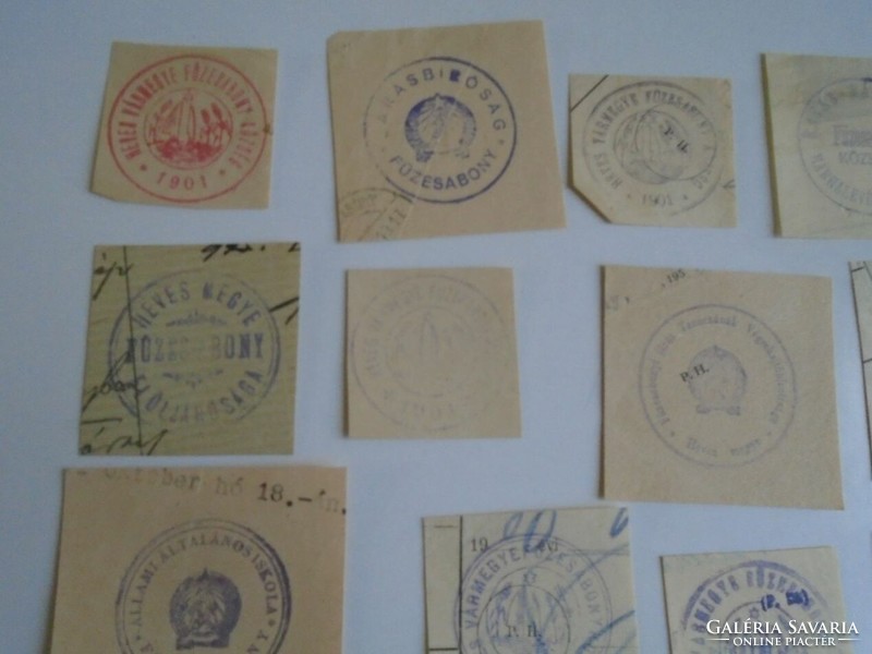 D202371 FÜZESABONY  régi bélyegző-lenyomatok  14 db.   kb 1900-1950's