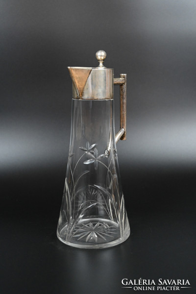 Beautiful art deco silver decanter with polished flower decoration