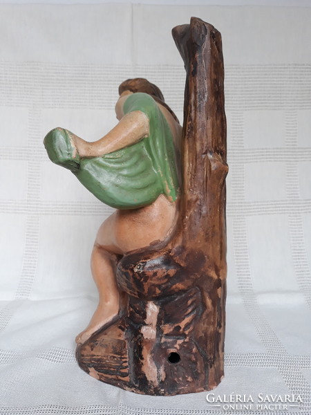 Art deco Turanian blacksmith Imre ceramic female nude with shroud, lamp
