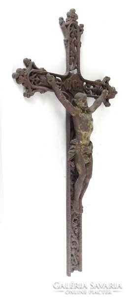 1R074 antique large cast iron crucifix 96 cm