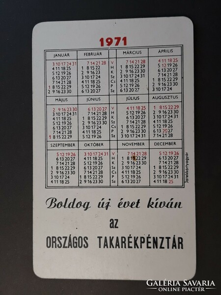 Kártyanaptár 1971 - OTP, Ha pénzről van szó, Országos Takarékpénztár feliratos retró zsebnaptár