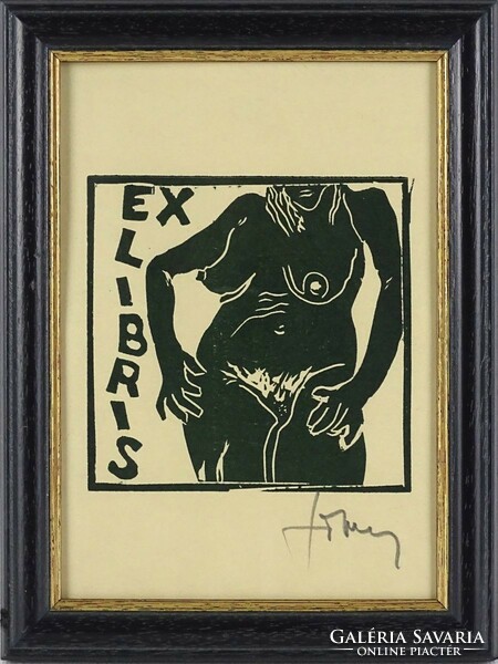 1R156 XX. századi művész : Erotikus jelzett fametszet Ex libris