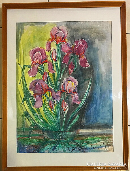 Flower still life, with frame 80 x 60 cm, signed