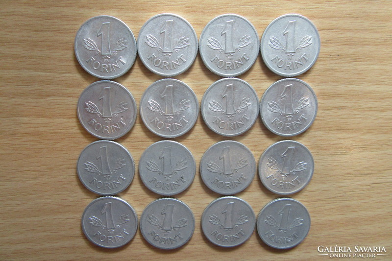1 Forint coin, 16 pieces: 1969, 1974, 1981, 1982, 1983, 1989