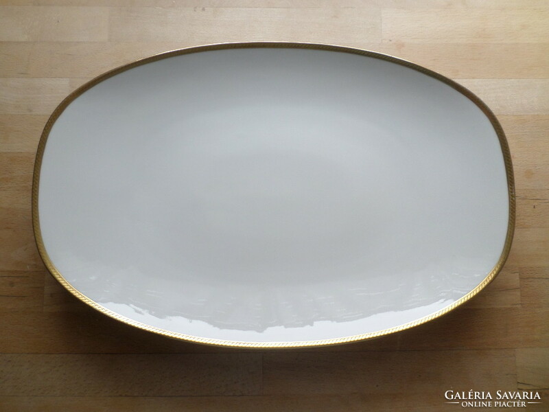 Hutscehreuther Bavaria fehér porcelán tál arany szegéllyel 27 x 42 cm