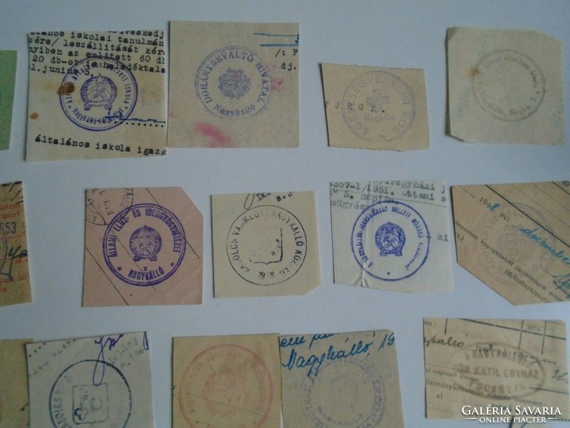 D202400 NAGYKÁLLÓ   régi bélyegző-lenyomatok 32+ db.   kb 1900-1950's