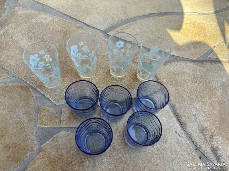 Glass water glasses cup with blue pattern