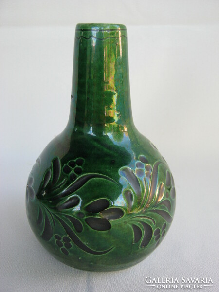 Green glazed ceramic vase