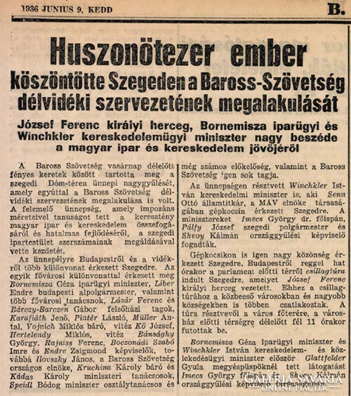 Baross Szövetség Szegedi Csillagtúrája 1936.VI.7. hűtőrács plakett