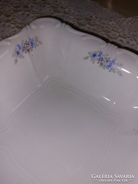 Zsolnay porcelain blue flower pattern side dish, serving bowl, with baroque edge