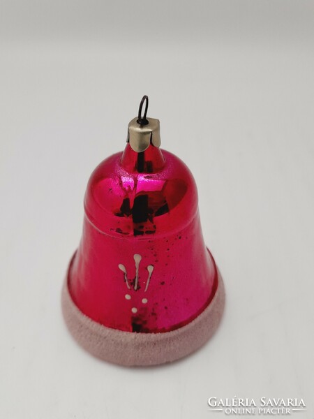 Retro glass Christmas tree ornament, jingling bell, 6 cm