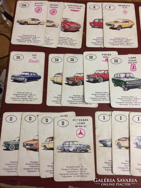 38 Sheets car quartet card children's game with yellow back retro cooper baroque traffic goods