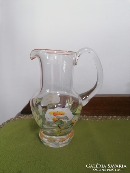 Graceful glass jug, hand painted
