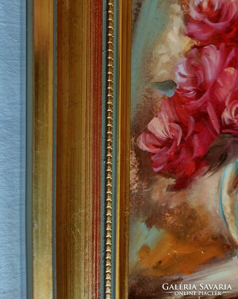 VÉGSŐ ÁR! MÁJ. 19-IG ÉL! Varga Szidónia "Romantikus csokor" festmény szép keretben ingyen postával