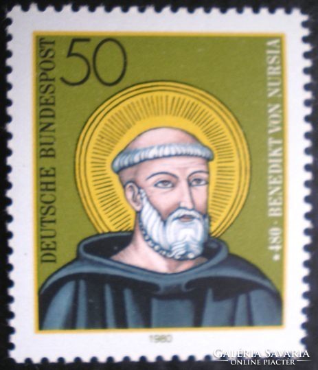 N1055 / Germany 1980 benedikt stamp from Nursia postal clerk