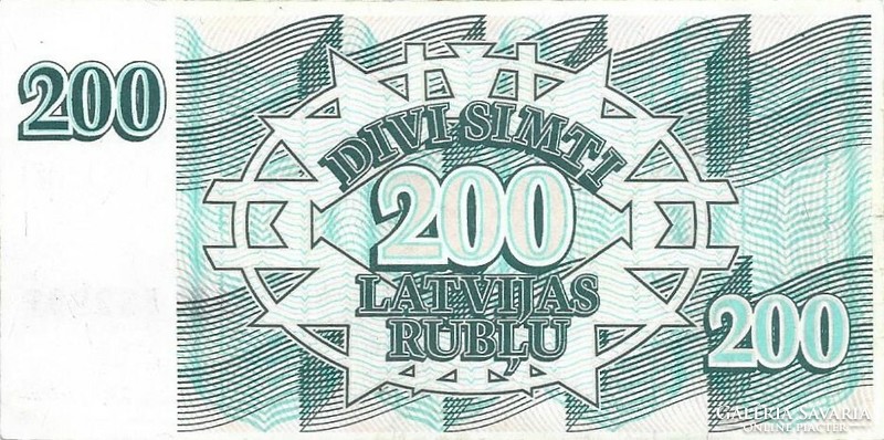 200 rubel rublu 1992 Lettország Ritka