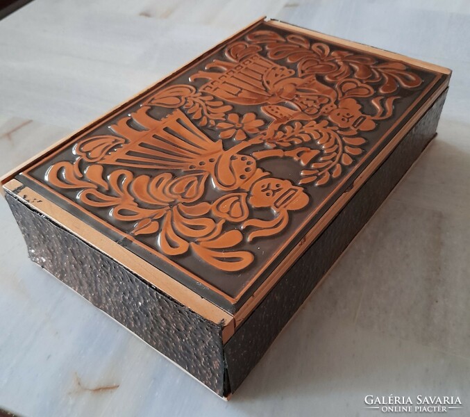 Craft wood box with copper insert, card holder, jewelry holder