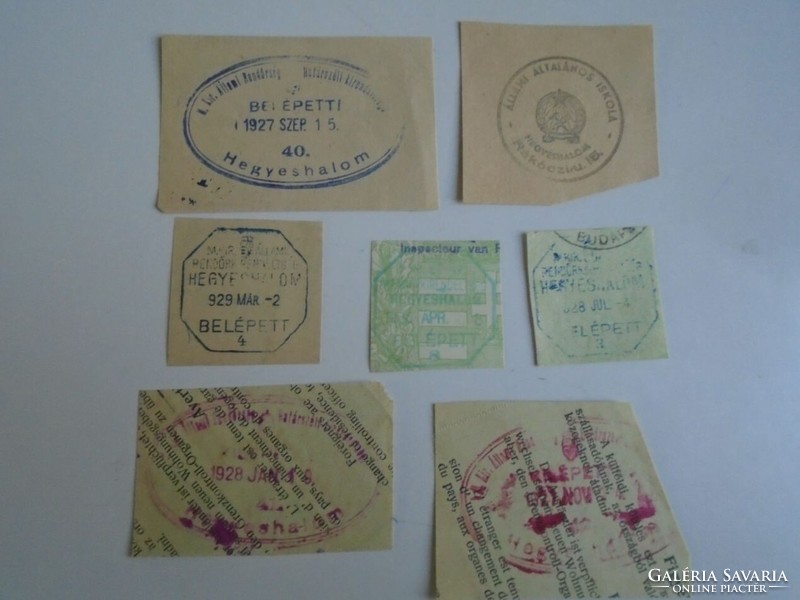 D202359  HEGYESHALOM  régi bélyegző-lenyomatok 7 db.   kb 1900-1950's