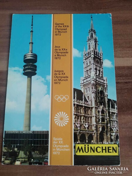 Régi képeslap, München, XX. olimpiai játékok, 1972, postatiszta