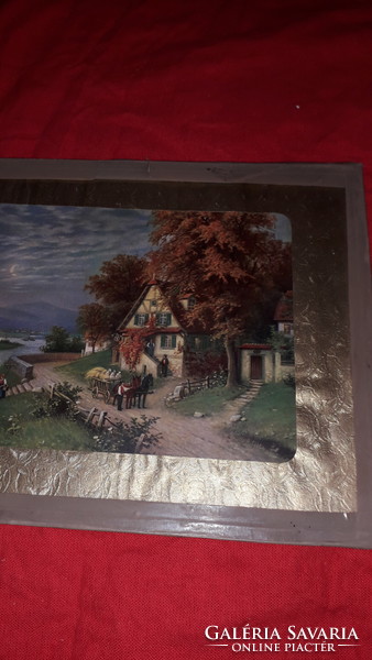 Antique farmhouse print wall picture village life glazed 24 x 17 cm according to the pictures