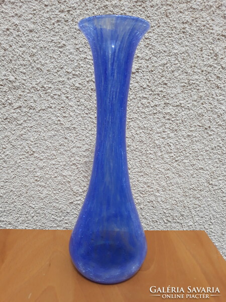Slim royal blue framed veil glass vase