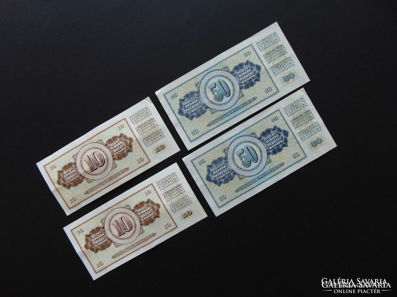 Jugoszlávia 2 x 2 darab dinár bankjegy Sorszámkövető !