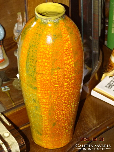 Retro orange striped glazed ceramic vase 30 cm!!!