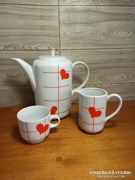 Immaculate plain heart pattern tea coffee set
