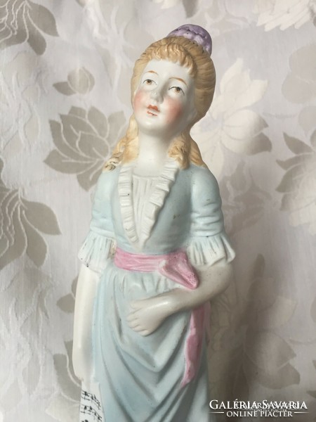 Old, vintage biscuit porcelain lady figure, porcelain doll, statue, nipp