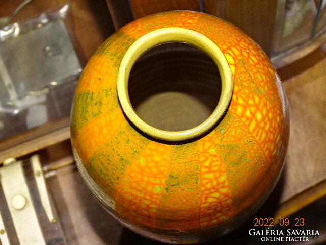 Retro orange striped glazed ceramic vase 30 cm!!!