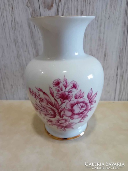 Hollóházi porcelán lila virágos váza