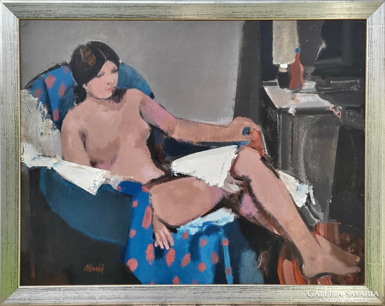 Novák András (1936-2017) Akt c. Képcsarnokos festménye 87x67cm EREDETI GARANCIÁVAL