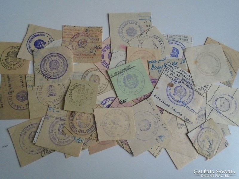 D202400 NAGYKÁLLÓ   régi bélyegző-lenyomatok 32+ db.   kb 1900-1950's
