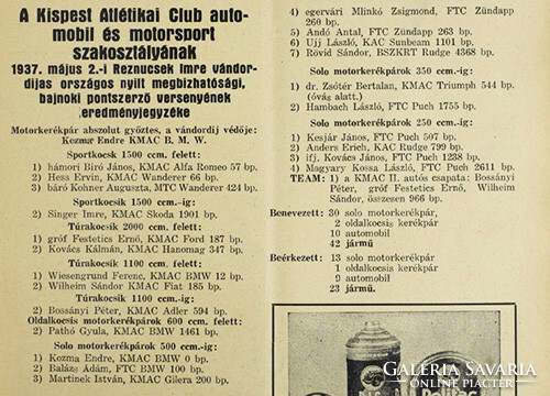 KAC Kispesti Atlétikai Club Automobil- és Motorsport Szakosztálya 1937 hűtőrács plakett