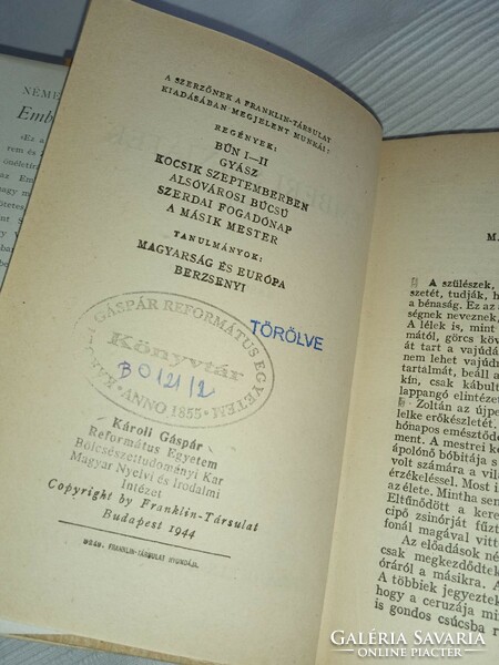 Németh László - Az emberi színjáték II. kötet - Franklin-Társulat, 1944   - antikvár könyv