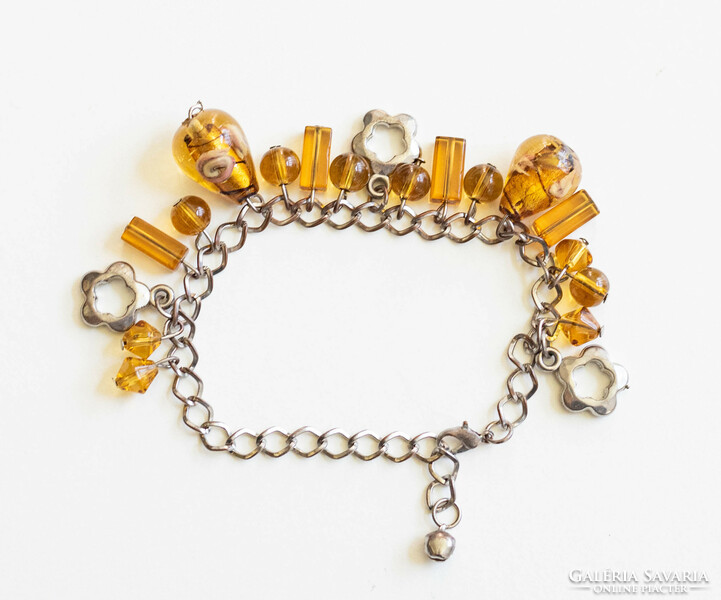 Bracelet with yellow glass pendants, szuzu - bracelet
